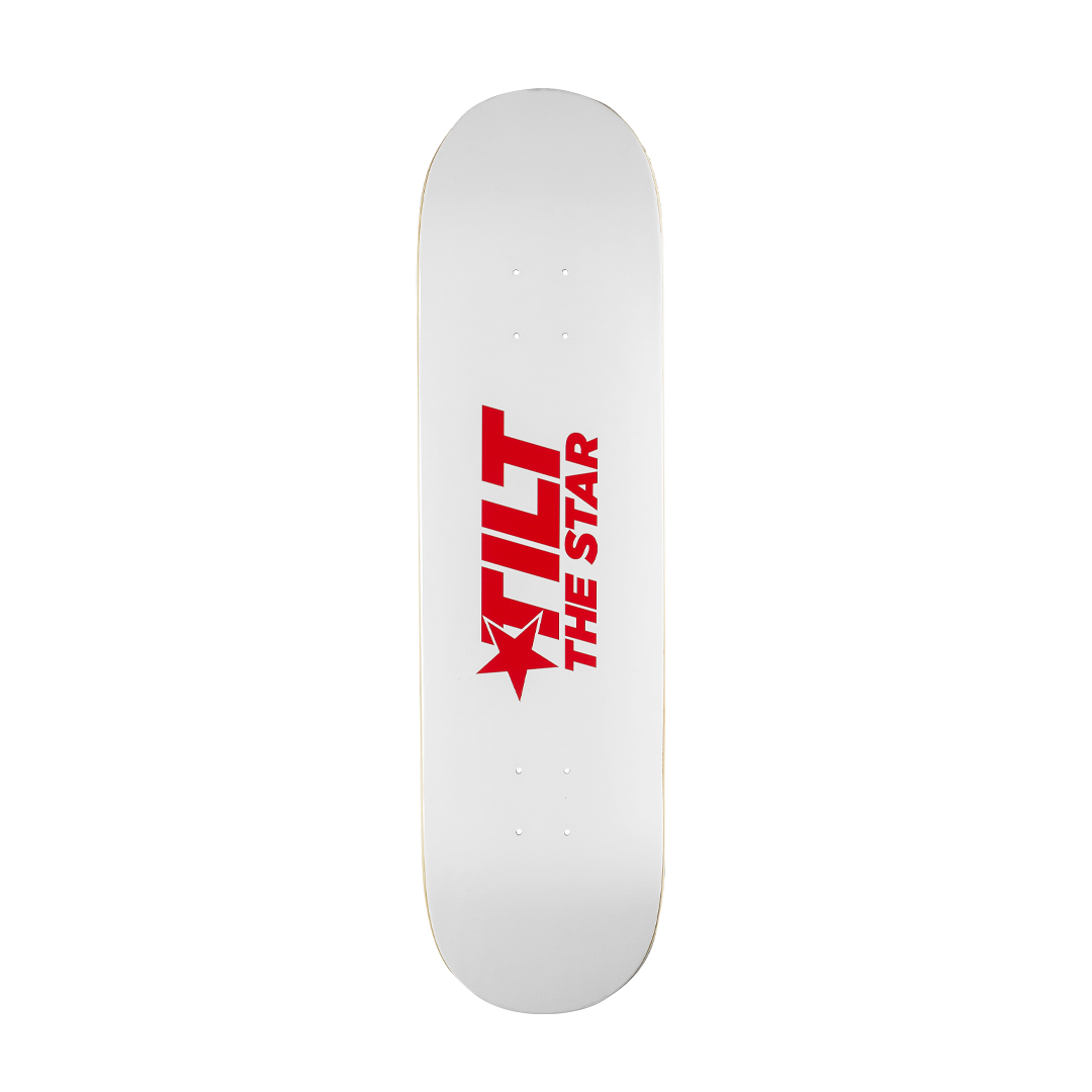 "Tilt the Star" White/Red  Skate Deck