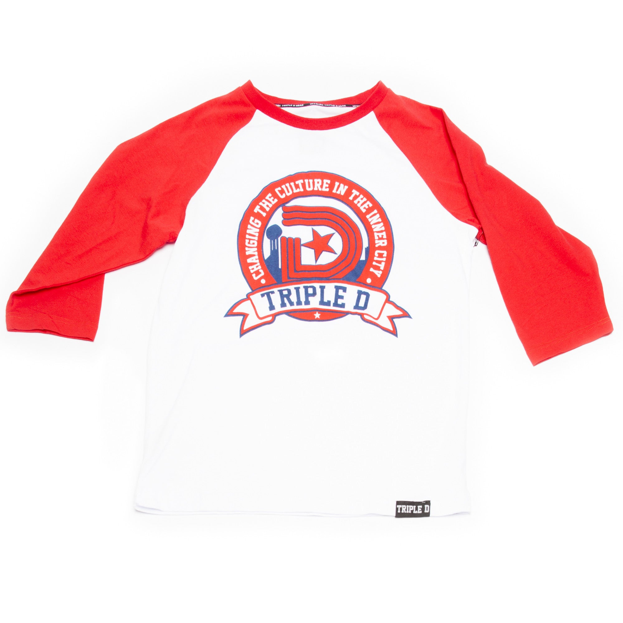 TDG Stamp Logo 3/4 Sleeve Shirt in Red & White